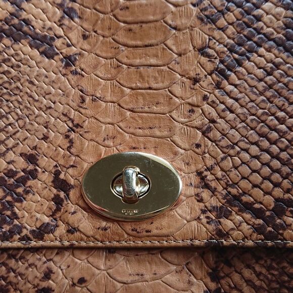 Coach Brown/Beige Python Embossed Leather Mini Ruby Bag - Picture 2 of 12